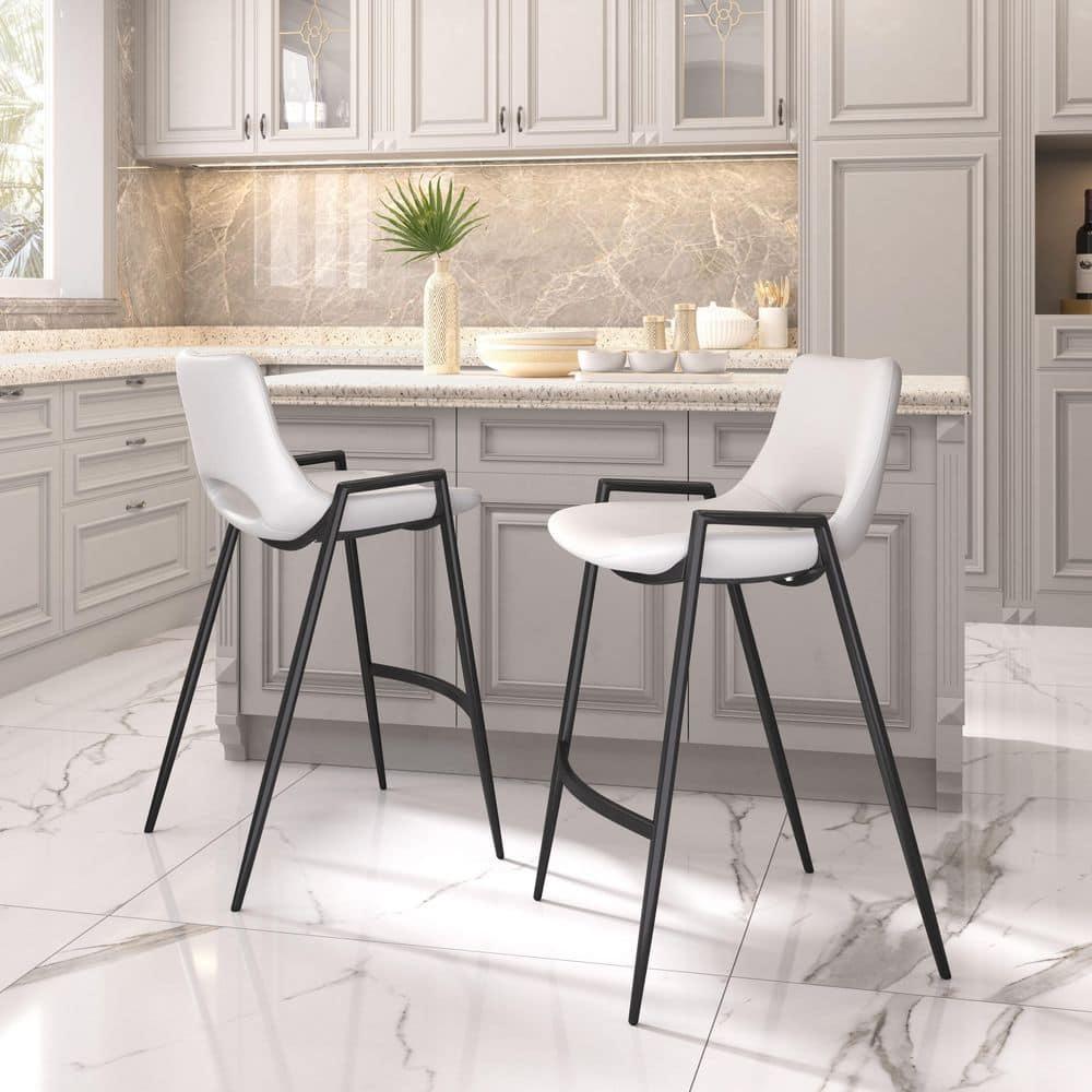 Desi Black Upholstered Counter Stool (Set of 2)