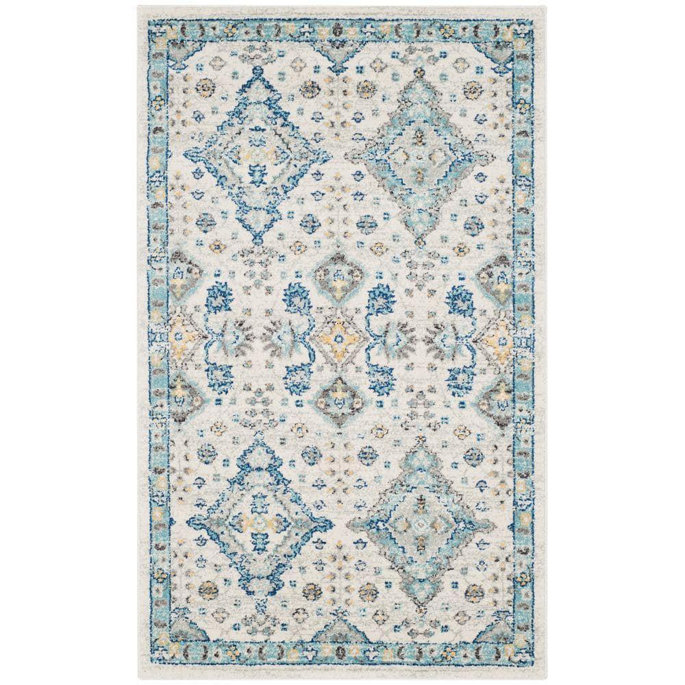 Evoke EVK224 Power Loomed Accent Rug - Ivory/Light Blue - 3'x5' - Safavieh.