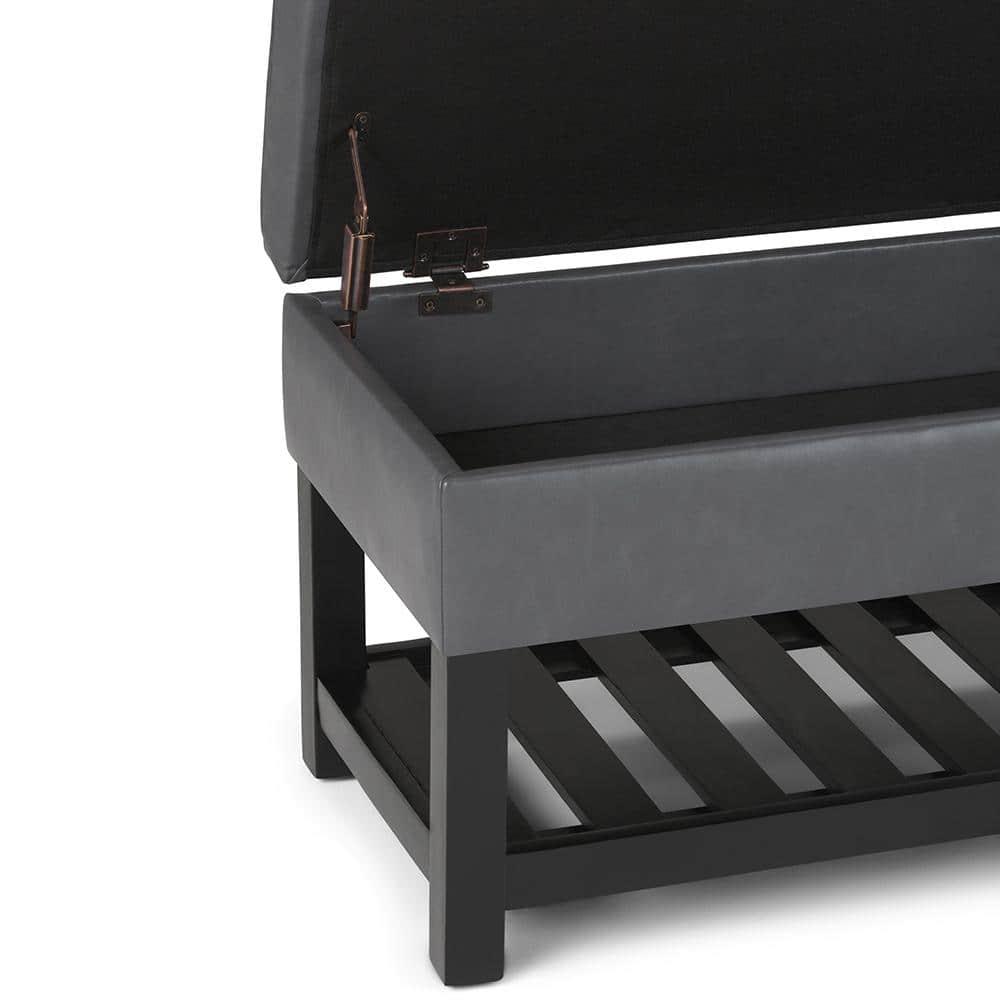 Simpli Home Cosmopolitan 44"W Transitional Tufted Storage Ottoman Bench with Lift Top