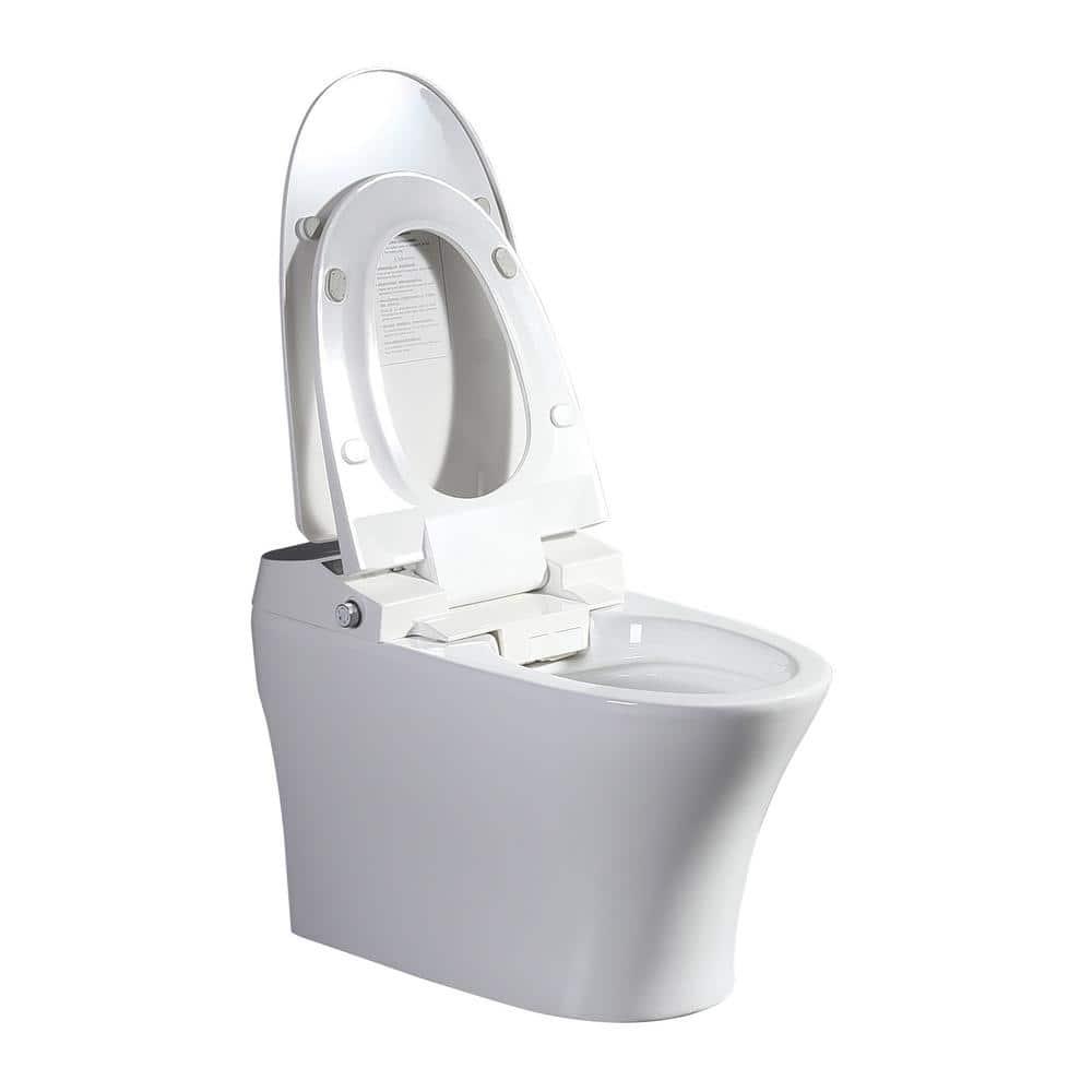 Elongated Smart Toilet Bidet with Auto Flush, Heated Seat, Seating Sensor, Foot Induction Flush