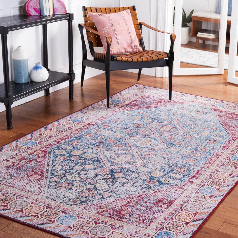 Red Synthetic Washable Non-slip 9' x 12' Rectangular Rug