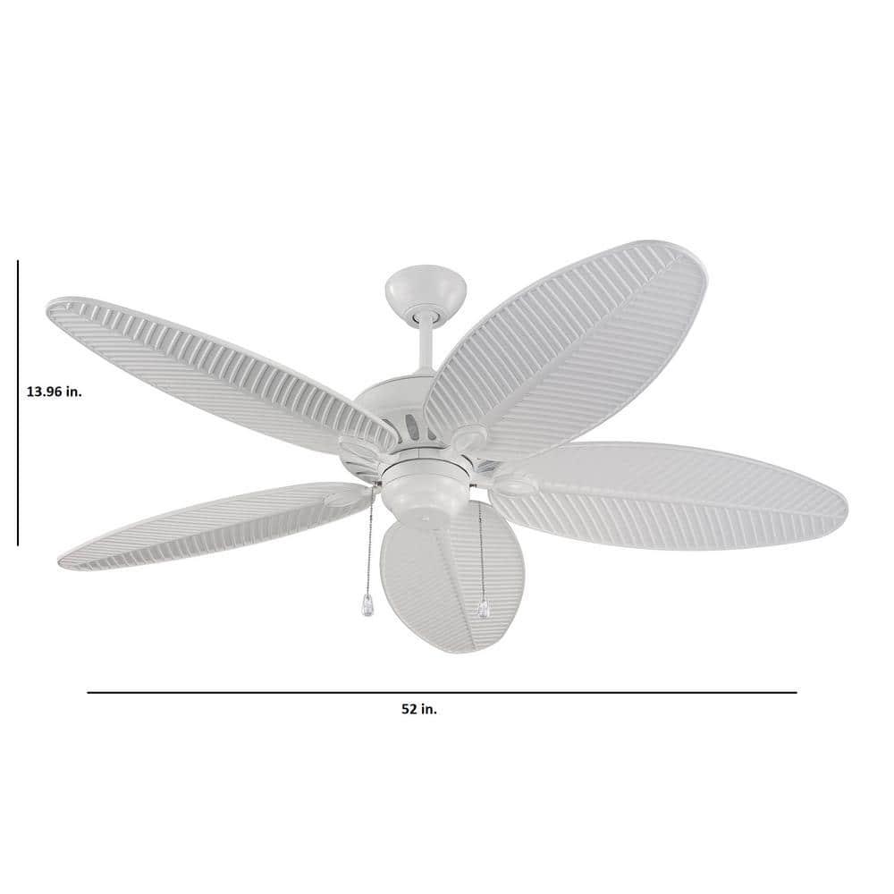 Cruise Tropical Palm 52" White Outdoor Ceiling Fan with Grain Blades