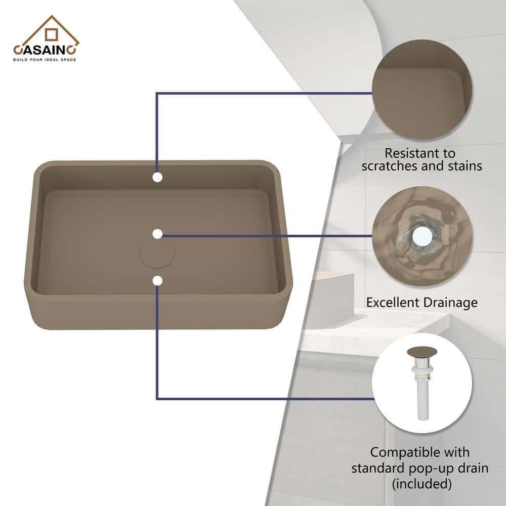 CASAINC Maple 12.79'' Concrete Rectangular Bathroom Sink