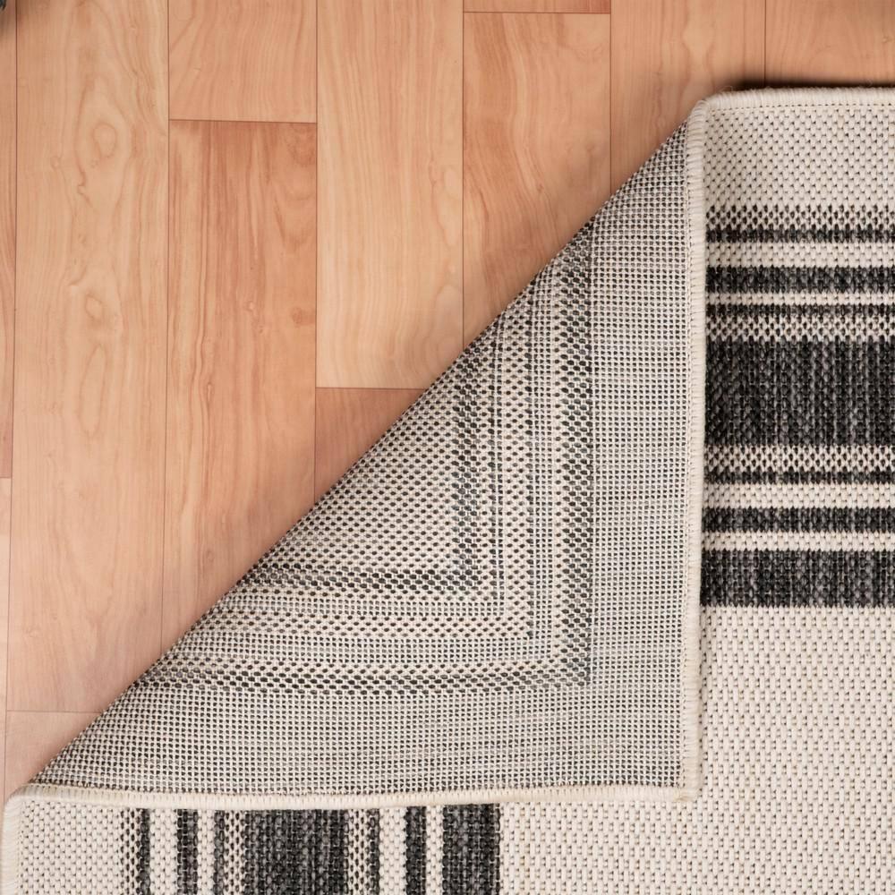 LR Home Kiara 5'3" x 7', Ivory/Black/Gray Bordered Fade & Stain Resistant Indoor/Outdoor Area Rug