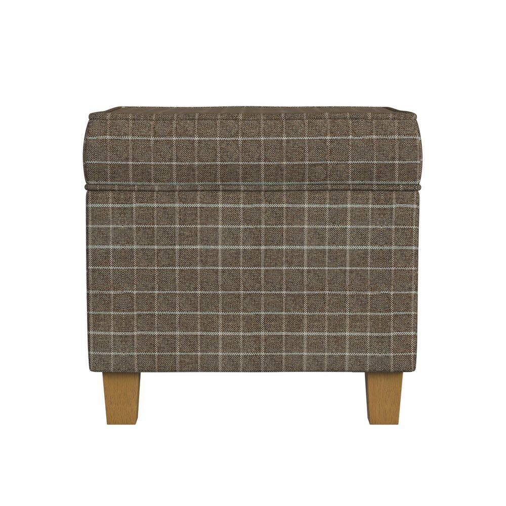 Cole Classics Square Storage Ottoman with Lift Off Top Light Brown Window Pane - HomePop