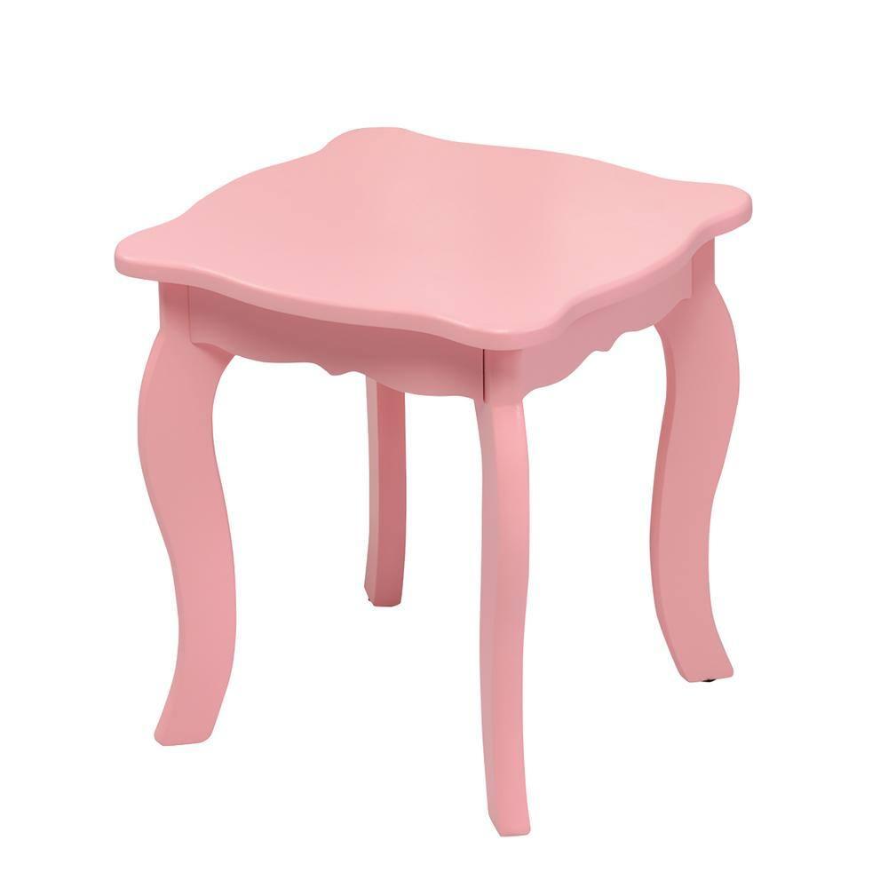 Infans Kids Vanity Table & Stool Princess Dressing Make Up Play Set for Girls Pink