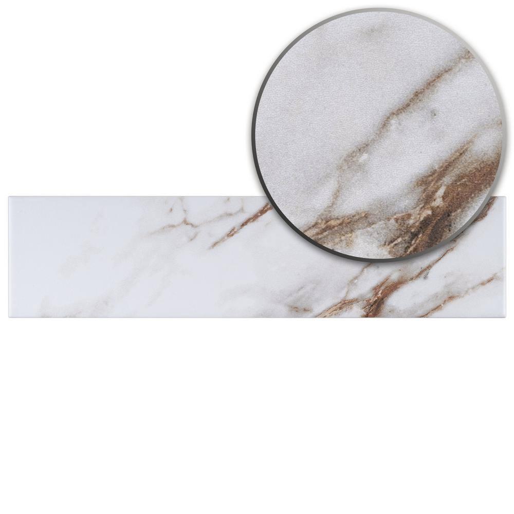Elegance Gold Subway 3.15 in. x 12.99 in. Matte Porcelain Marble look Floor and Wall Tile (9.04 sq. ft./Case)