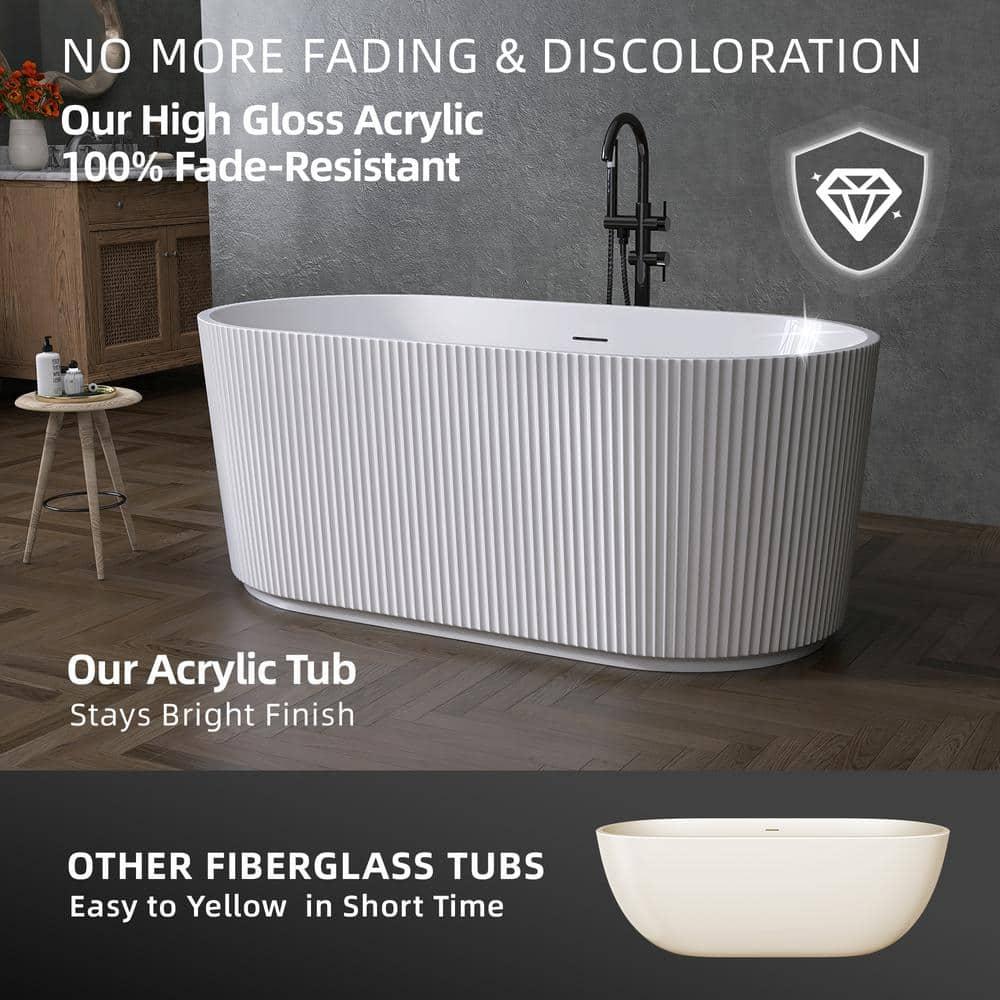 ZEAFIVE WZ48-GW59-R 59" X 30" Freestanding Corner Soaking Acrylic Bathtub