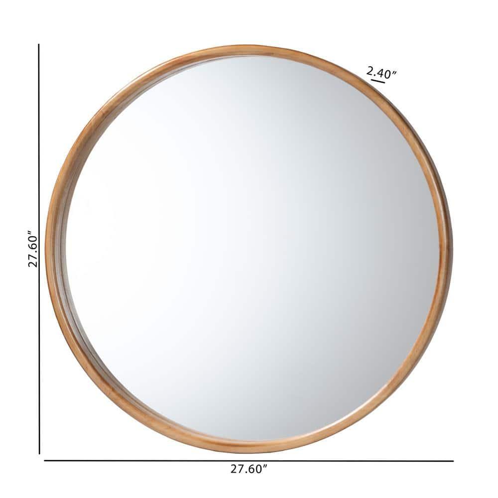 Baxton Studio Tazara Japandi Natural Round Accent Wall Mirror