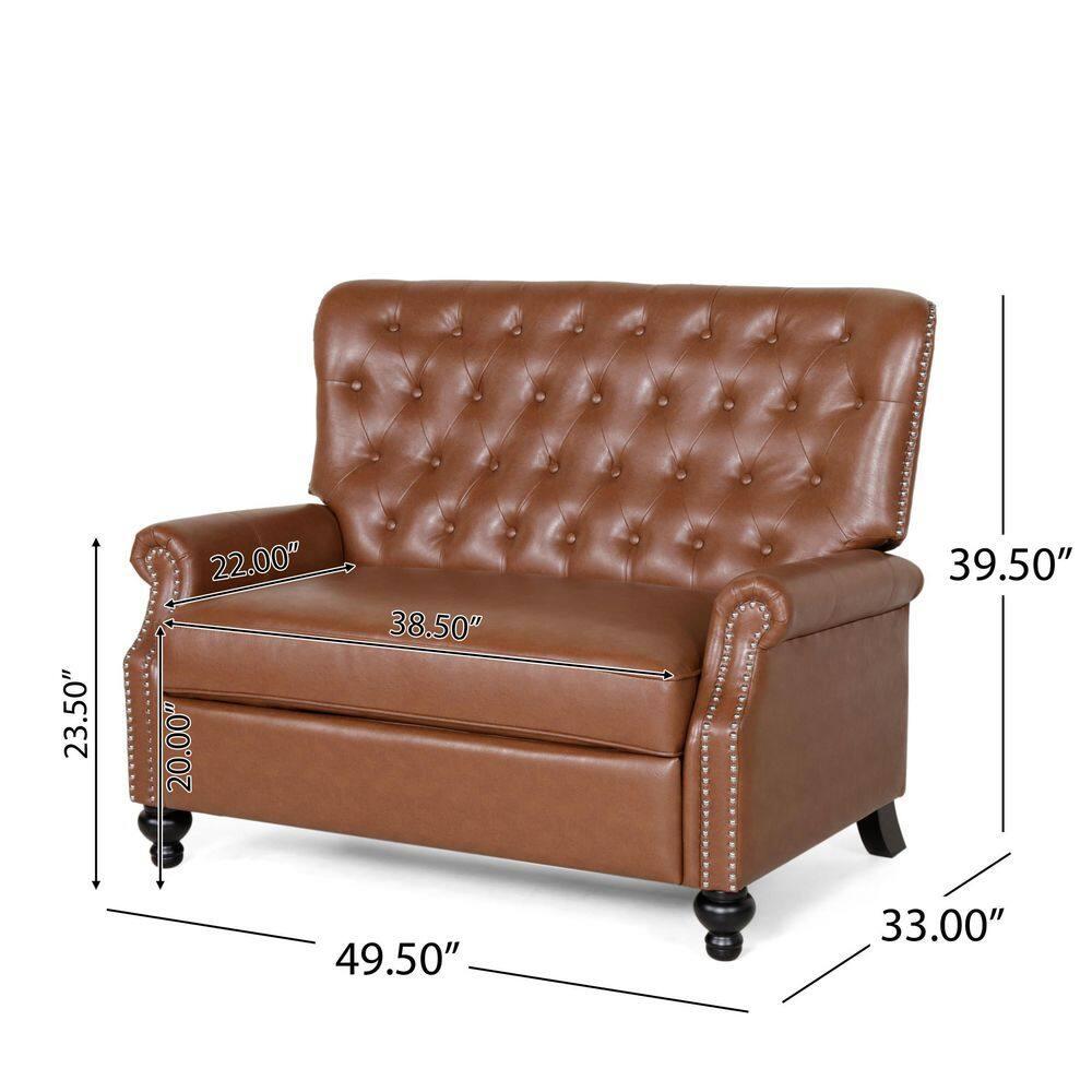 Noble House Dero Faux Leather Tufted Oversized Recliner, Cognac Brown and Espresso