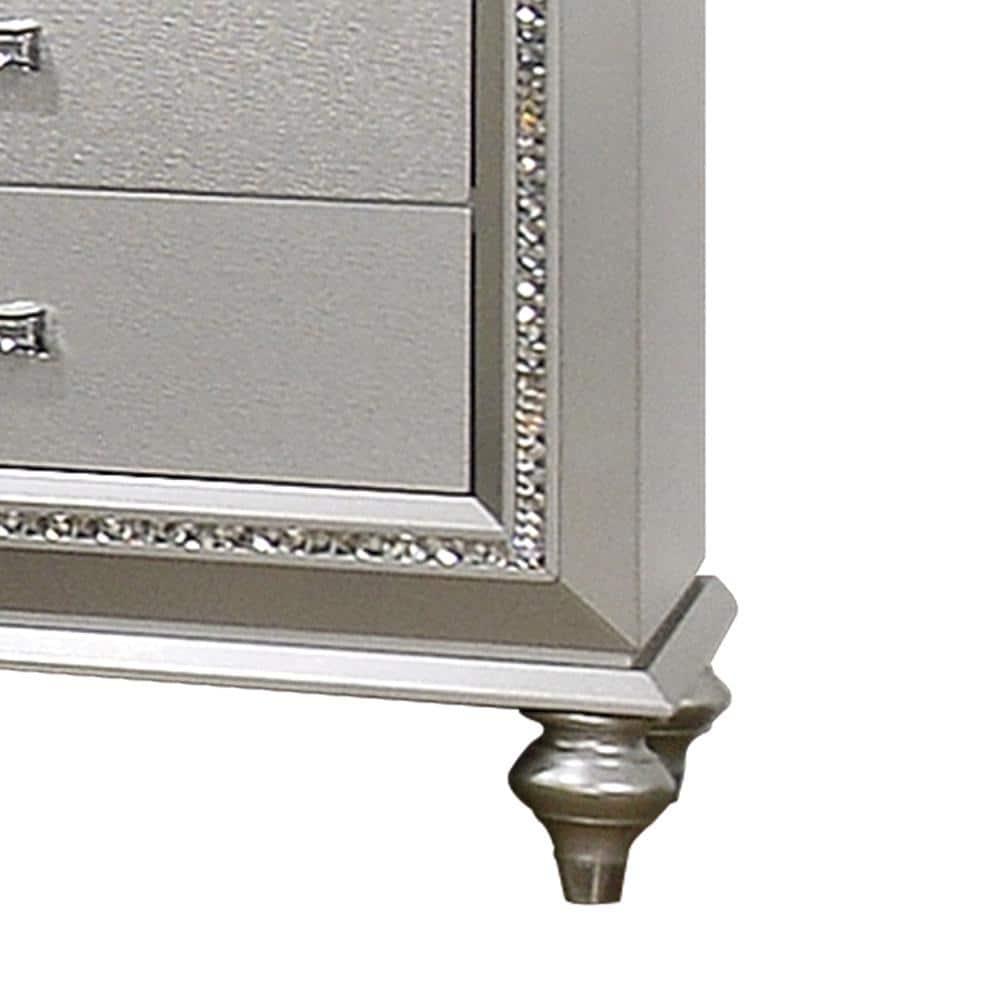 ACME Kaitlyn 2-Drawer Wooden Nightstand in Champagne White