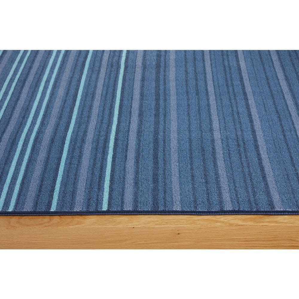 TOWN & COUNTRY BASICS Layne Everwash Non-Slip Backing Area Rug Navy Blue/Blue