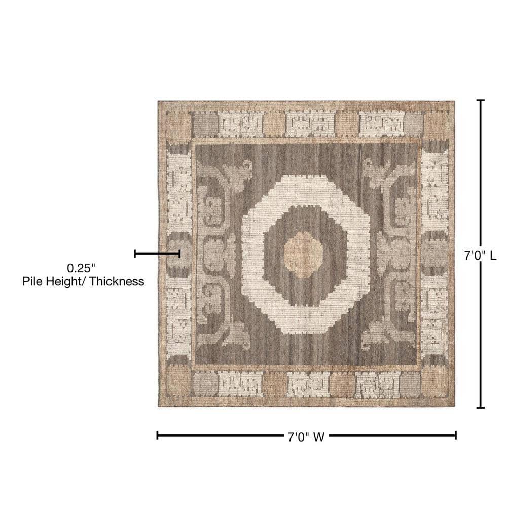 Kenya KNY313 Hand Knotted Area Rug - Ivory/Brown - 7'x7' - Safavieh.