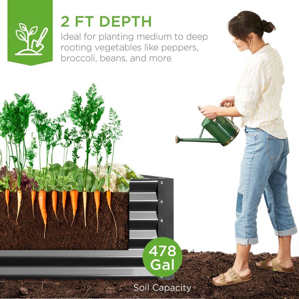 Arlmont & Co. Rosonda 8x4x2ft Outdoor Metal Raised Garden Bed, Planter Box for Vegetables, Flowers, Herbs
