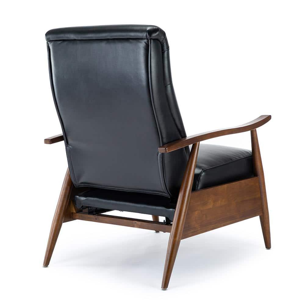 Comfort Pointe Solaris Press-Back Recliner Black: Faux Leather, Wood Legs, 330 lbs Capacity