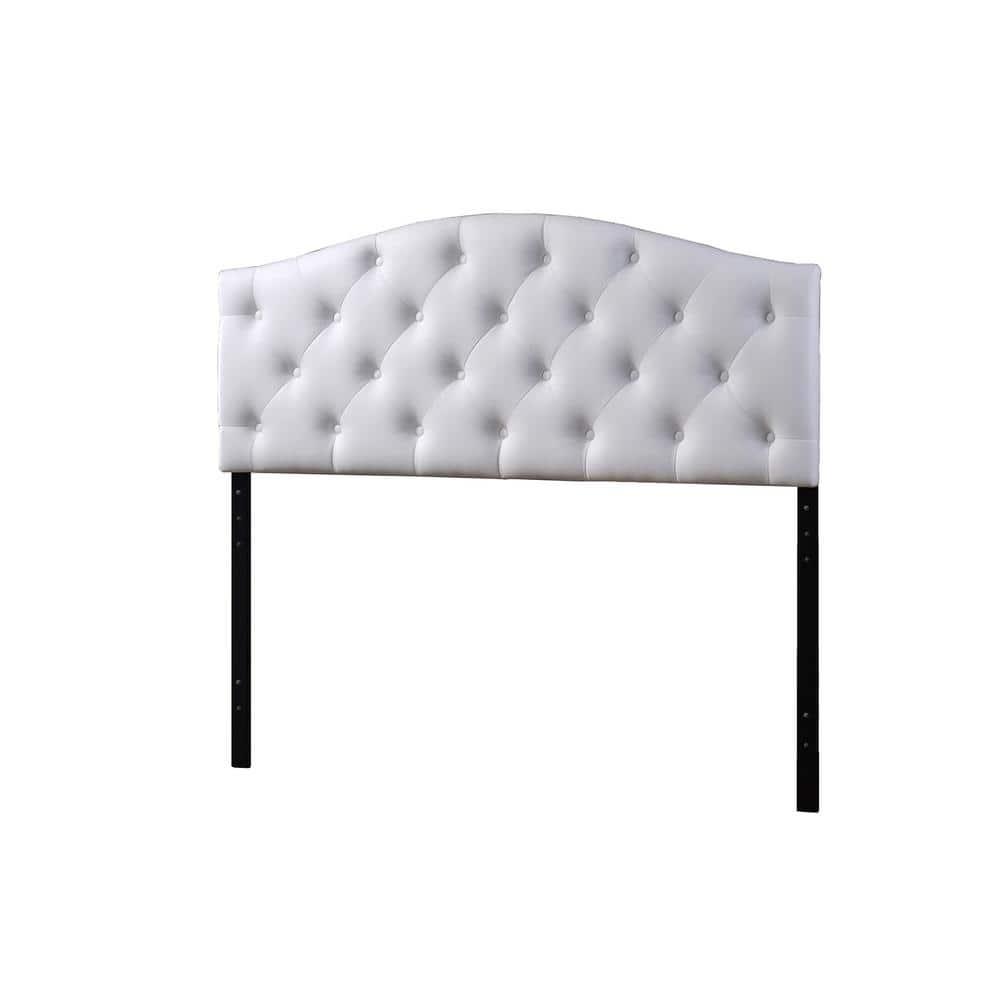 Full Myra Modern And Contemporary Faux Leather Upholstered Button-Tufted Scalloped Headboard White - Baxton Studio: Elegant Design, Wood Frame Mounted