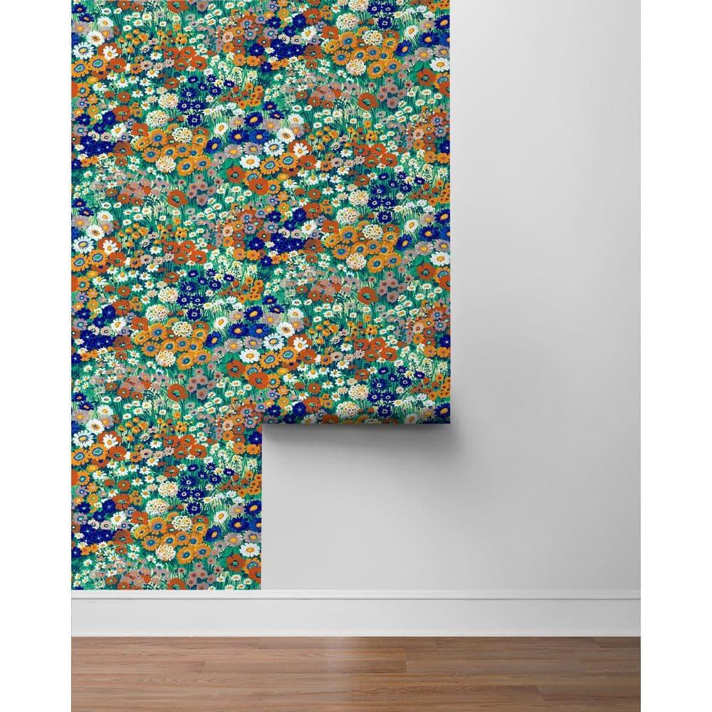 NextWall Floral Summer Glades & Terra Cotta Meadow Peel and Stick Wallpaper