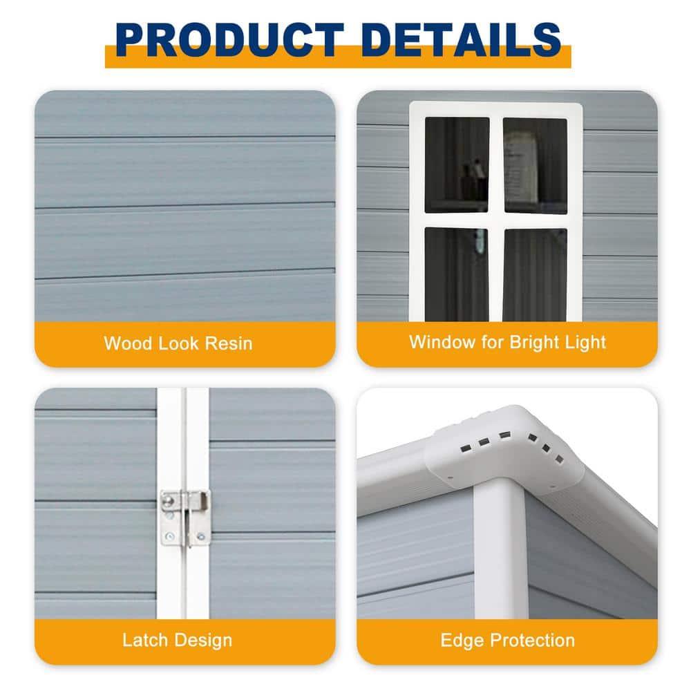 Mondawe 5' × 3' Metal Outdoor Storage Shed with Door & Lock, Waterproof Garden Storage Tool Shed with Base Frame for Backyard Patio,Grey