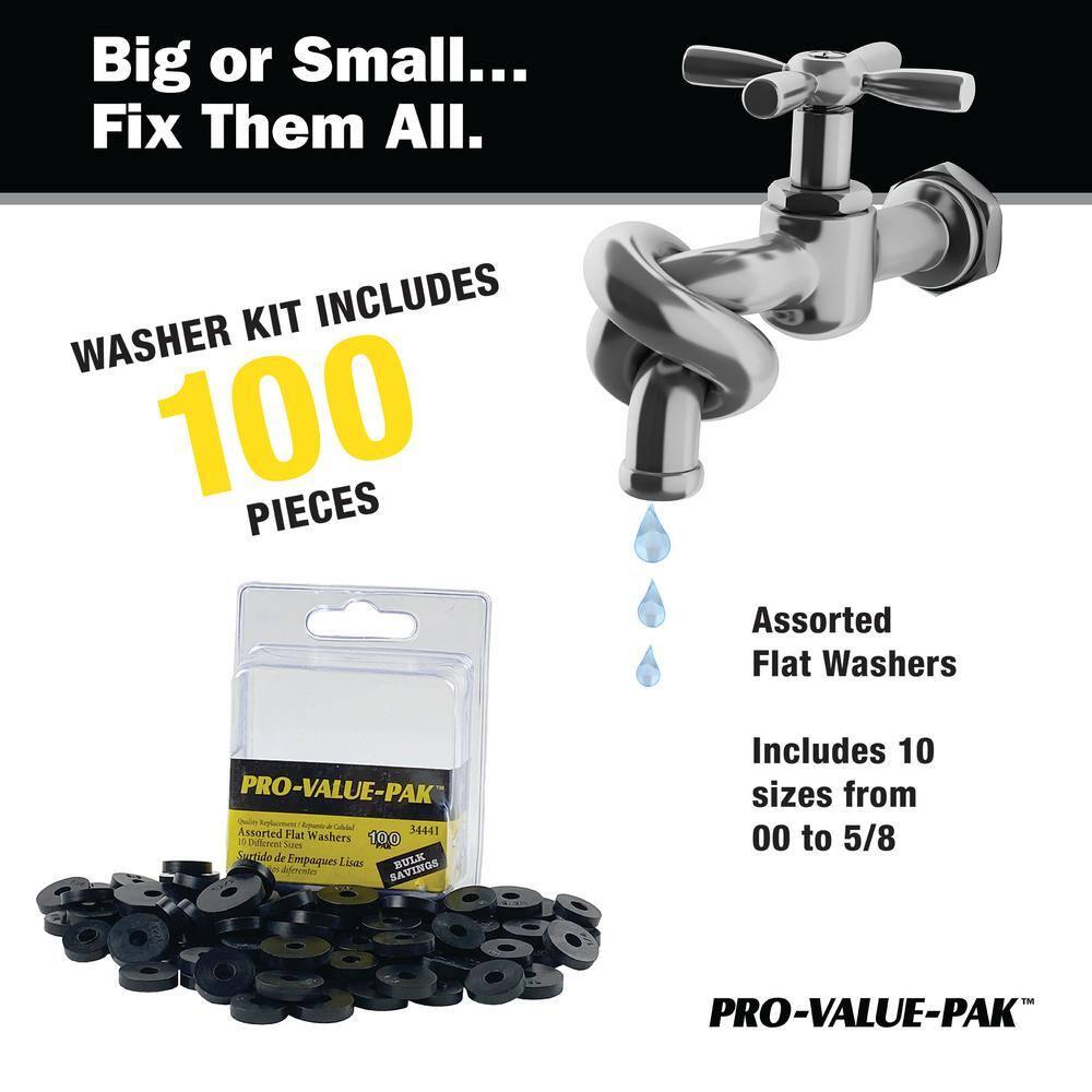 Danco 100-Piece Assorted Black Rubber Flat Washer Set