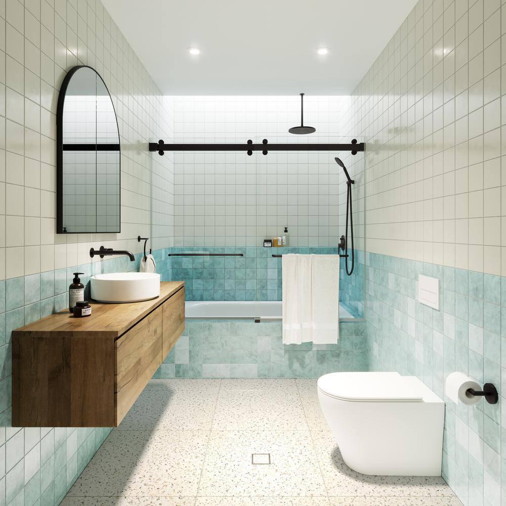Polaris 60 in. x 60 in. Fully Frameless Sliding Bypass Bathtub Door