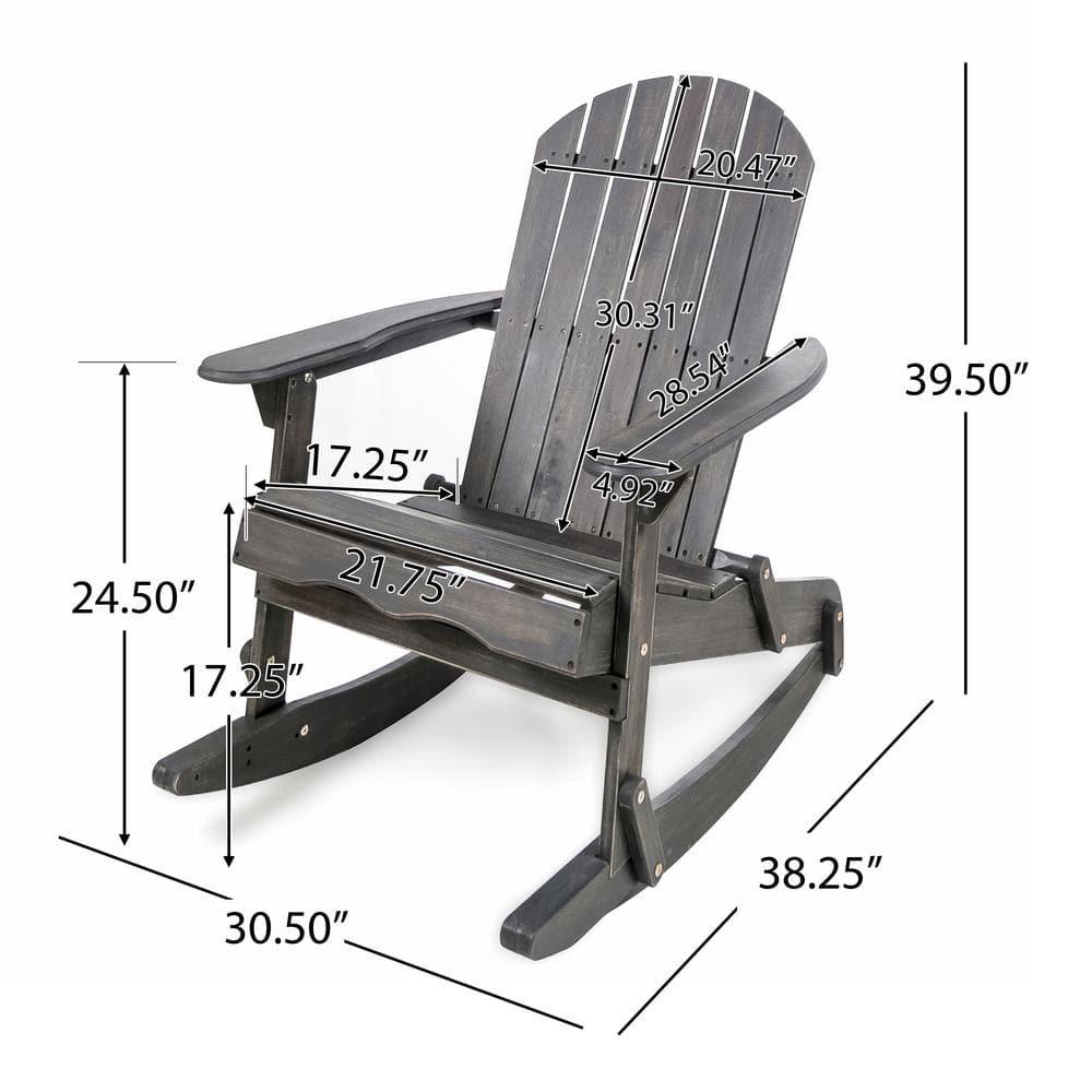 Ariel Outdoor Acacia Wood Adirondack Rocking Chair, Dark Grey