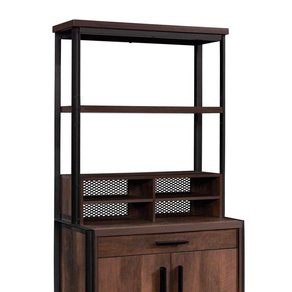 Briarbrook Library Hutch Barrel Oak - Sauder: Industrial Design, Metal Frame, Open Storage & Shelf