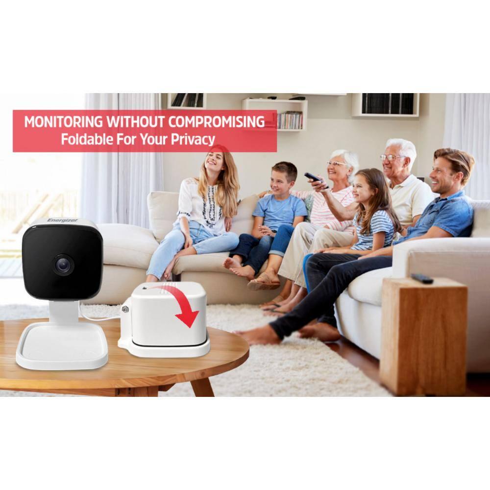 Energizer Connect Foldable 1080P HD Indoor Black Security Camera, Motion Alerts, Corded Electric