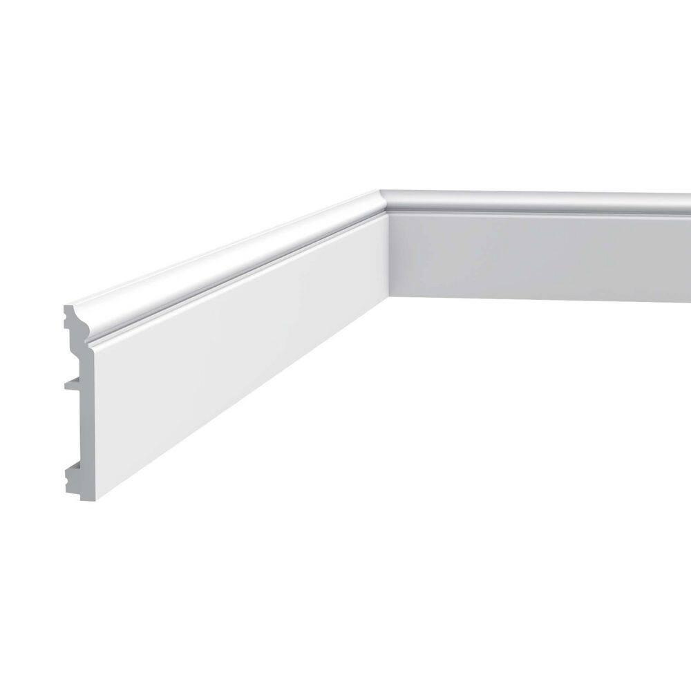 5/8 in D x 4 in W x 78-3/4 in L Primed White High Impact Polystyrene Baseboard Moulding (Set of 20)