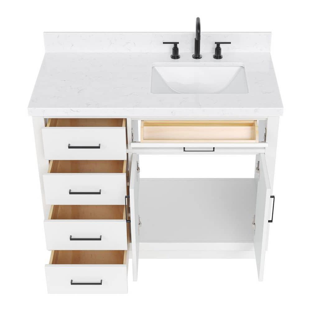 Ariel T042srcqrvo Hepburn 42" Free Standing Single Basin Vanity Set - White