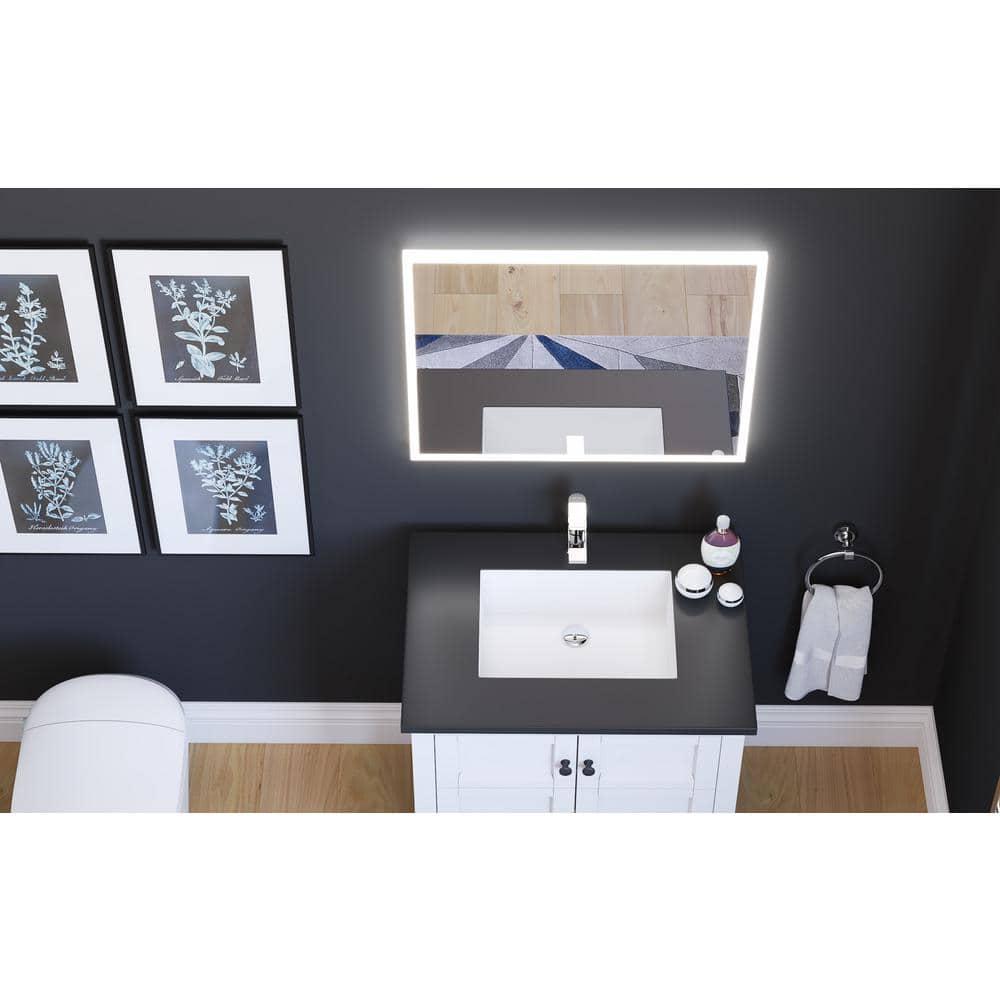 Castello USA Lisa 24 in. W x 30 in. H Rectangular Wall-Mount Bathroom Vanity Mirror