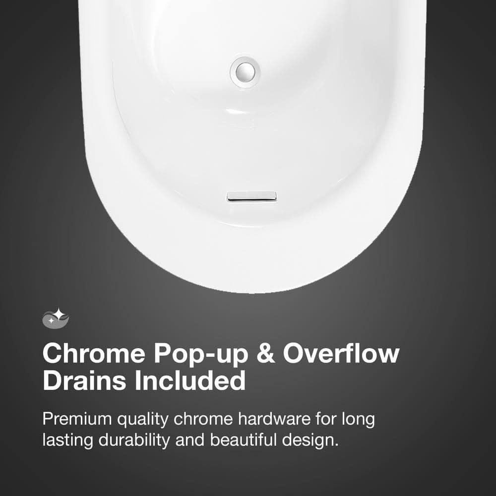 Ruby 65'' x 29.13'' Freestanding Soaking Acrylic Bathtub