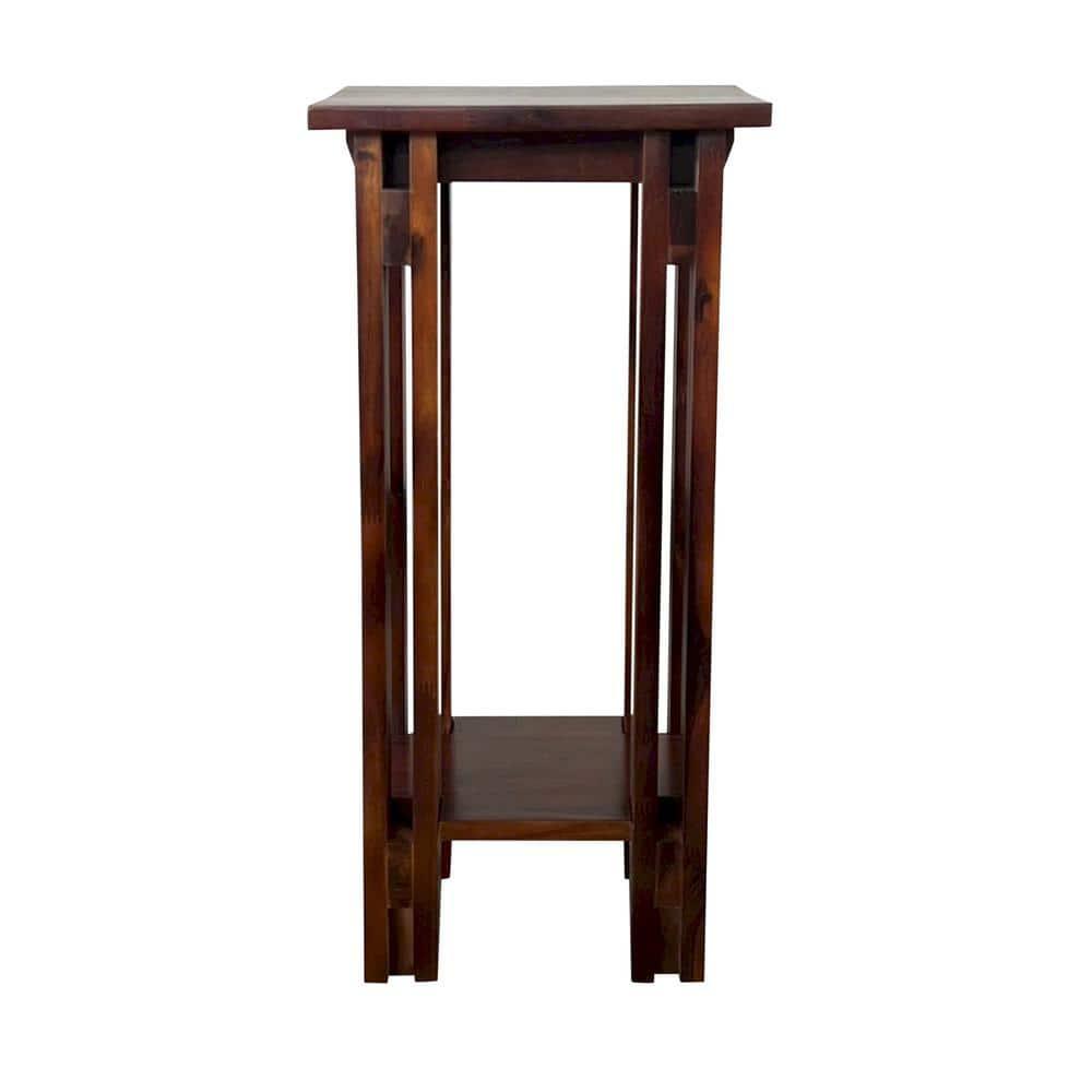 27.75"H x 13" Square Acacia Wood Architectural Plant/Telephone Table, Mahogany