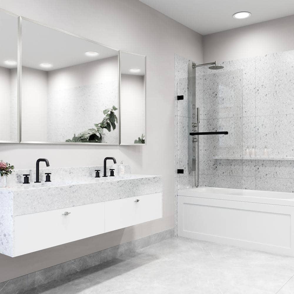 Rialto 34" W x 58" H Hinged Frameless Tub Door with with 5/16" Glass