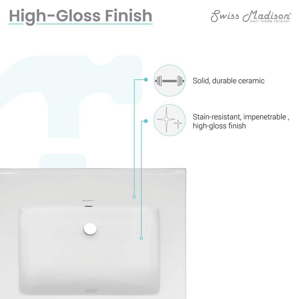 Swiss Madison 18.3 Single Vanity Top with Faucet Holes