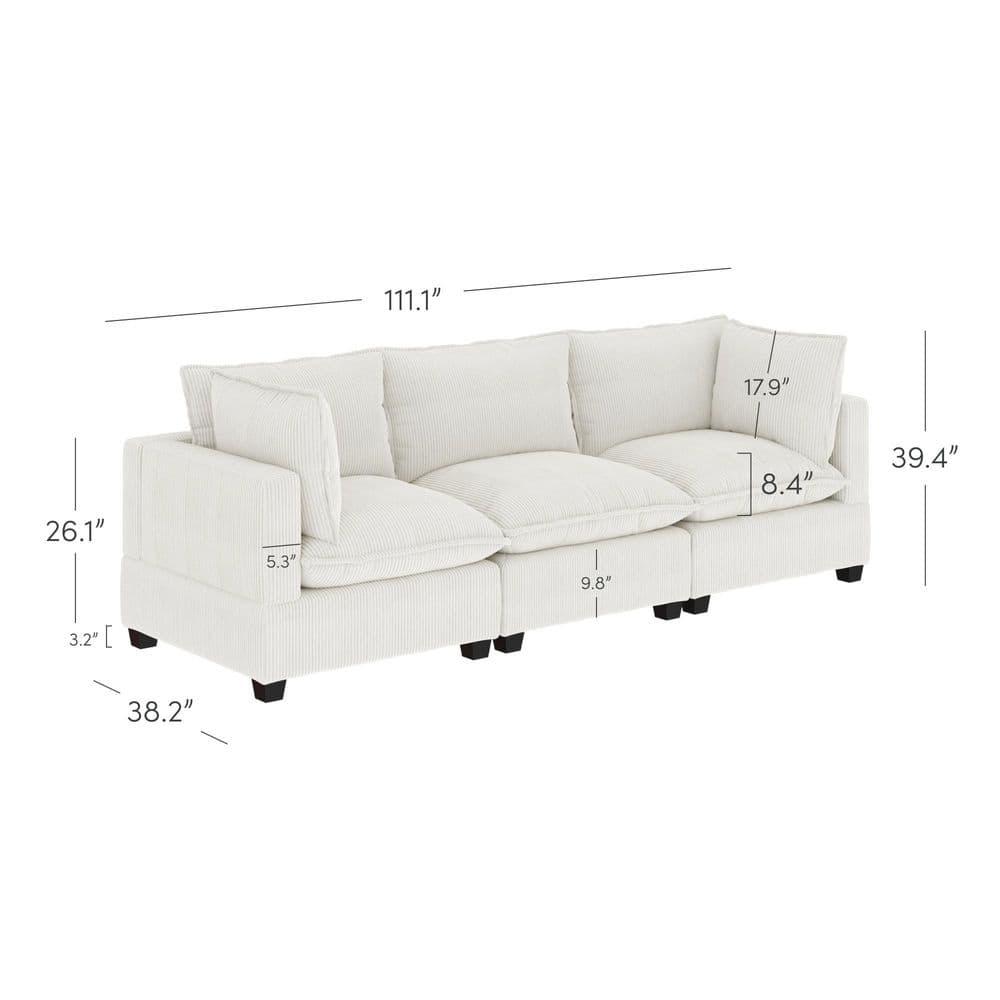 Hokku Designs Somerdale Modern Upholstered Cloud 3-Seater Sofa