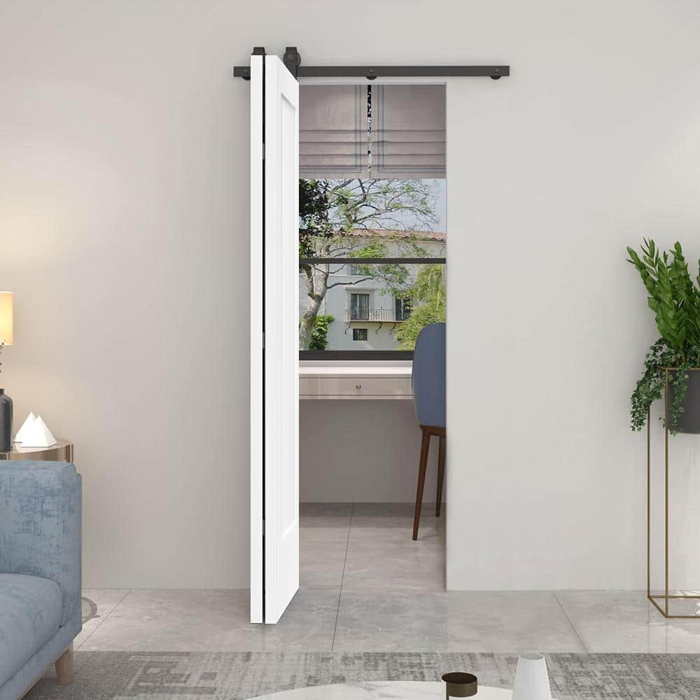 Calhome Paneled MDF Composite Bifold Barn Door with Installation Hardware Kit