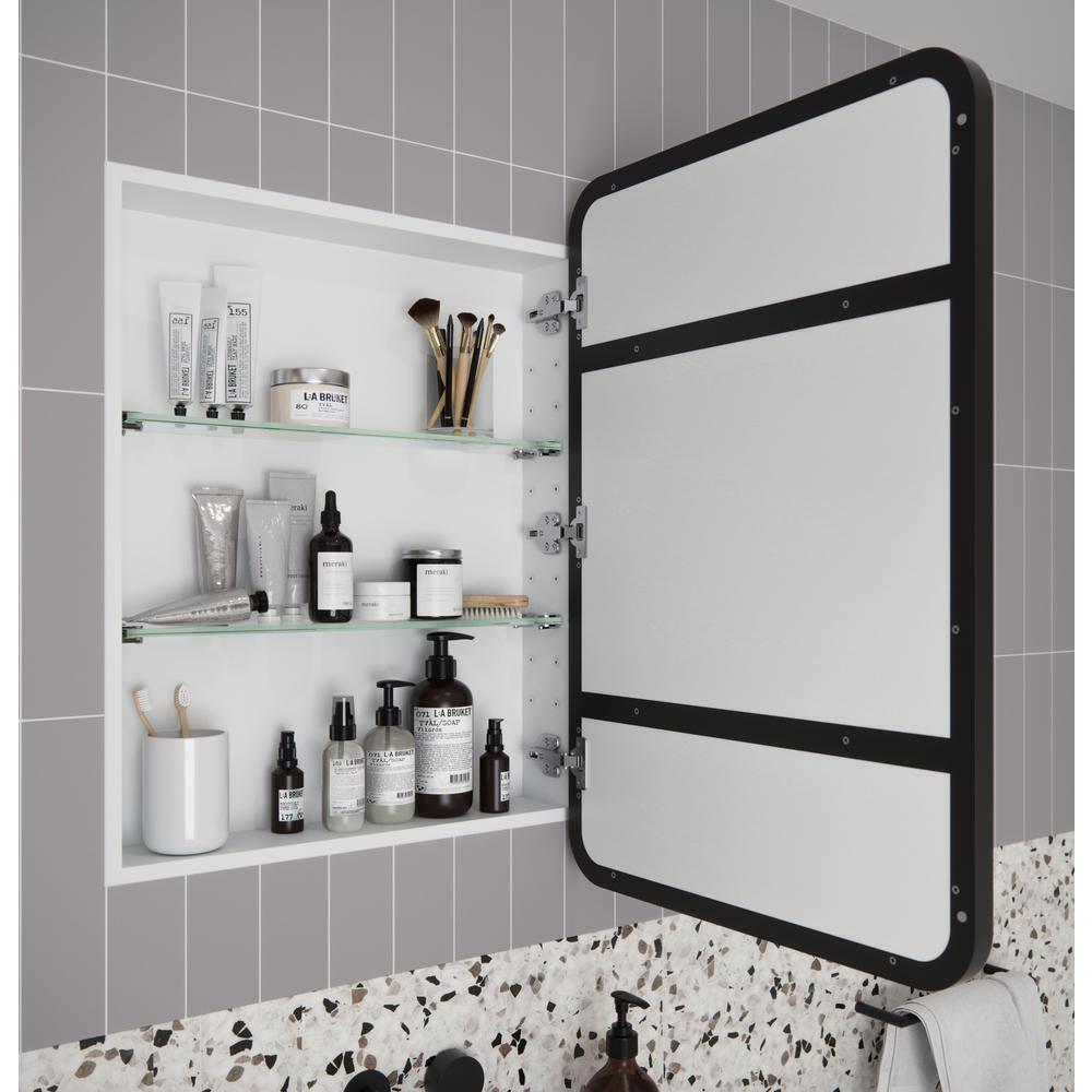 Stainless Steel Recessed Framed Single Door Medicine Cabinet with Adjustable Shelves