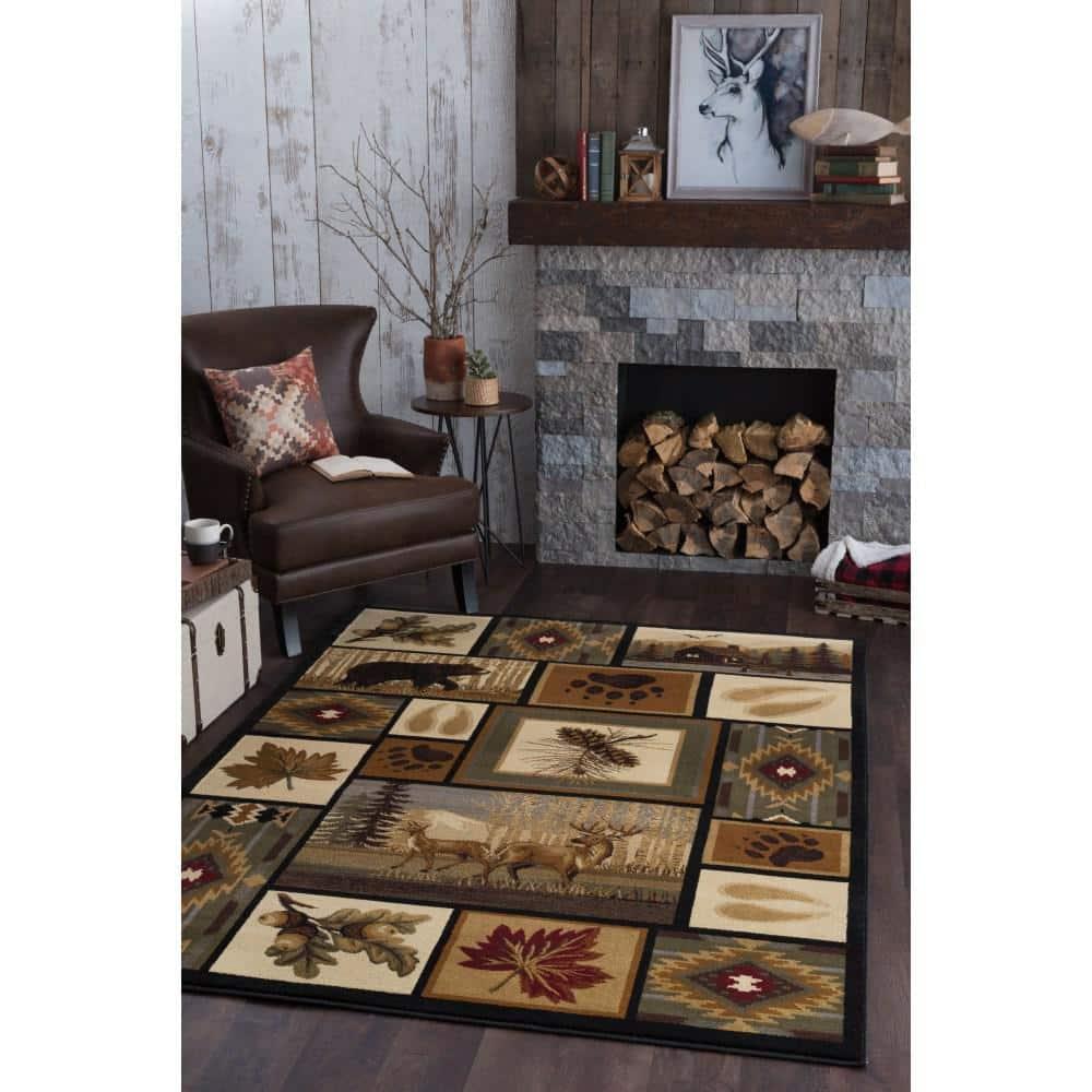 Nature Novelty 4' x 5' Multi-Color Polypropylene Indoor Area Rug