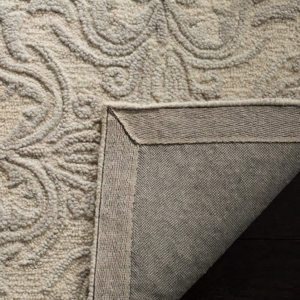 Blossom BLM103 Hand Tufted Area Rug - Ivory/Grey - 6' Round - Safavieh.