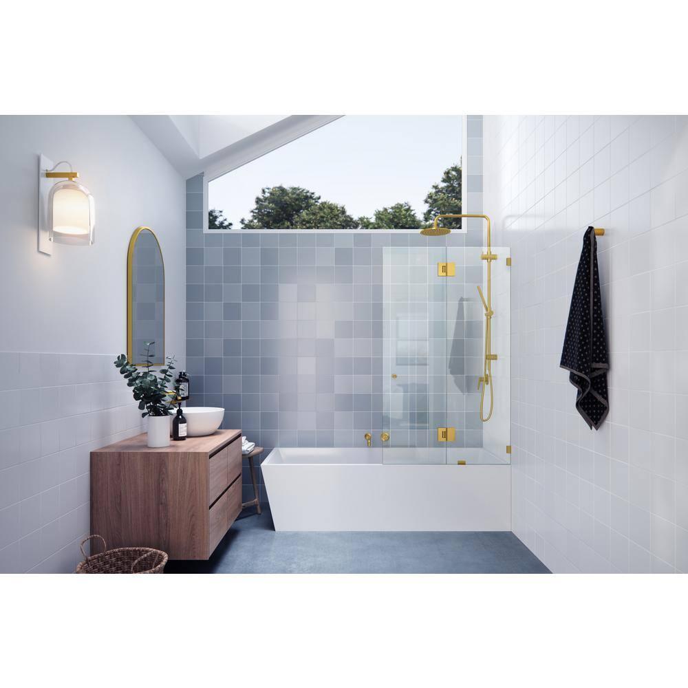 Glass Warehouse 34" W. x 58.25" H in. Frameless Glass Hinged Bathtub Door GW-B-GH-34-SB