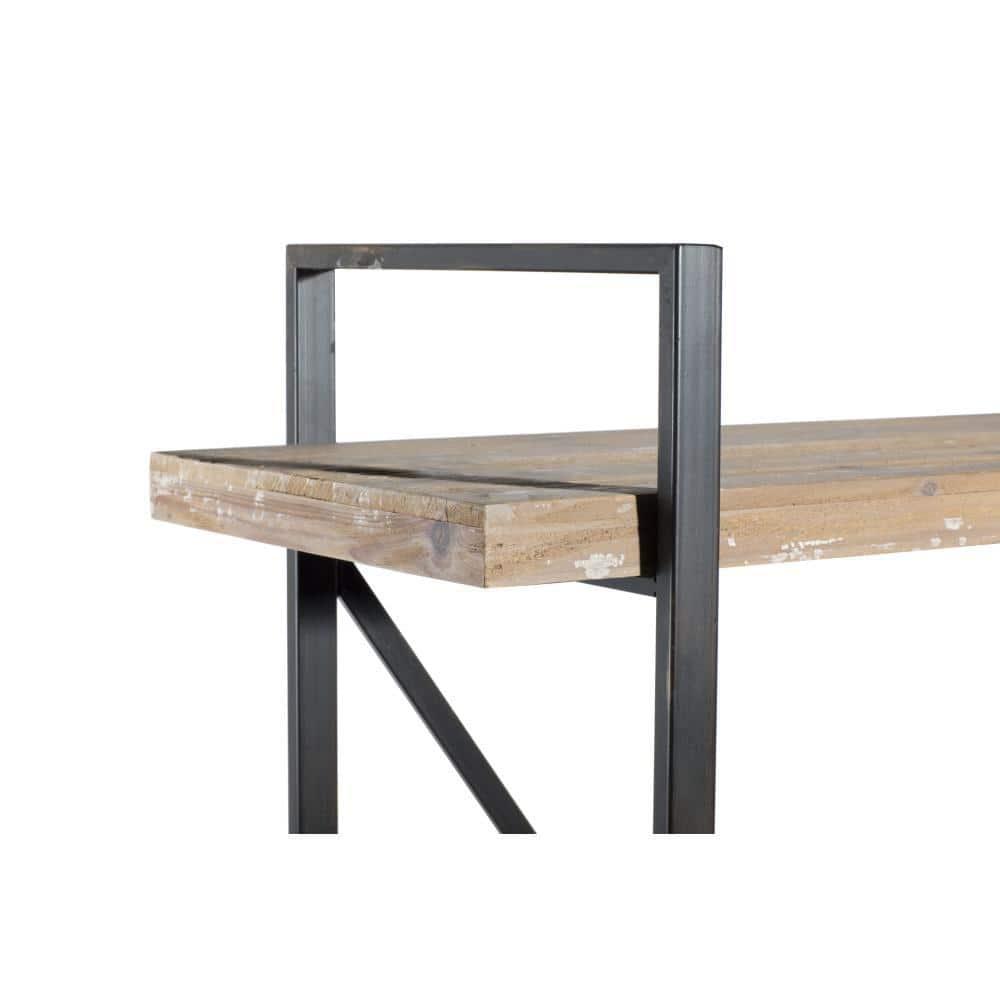 67" Tall Industrial Metal and Wood Bookshelf Brown - Olivia & May