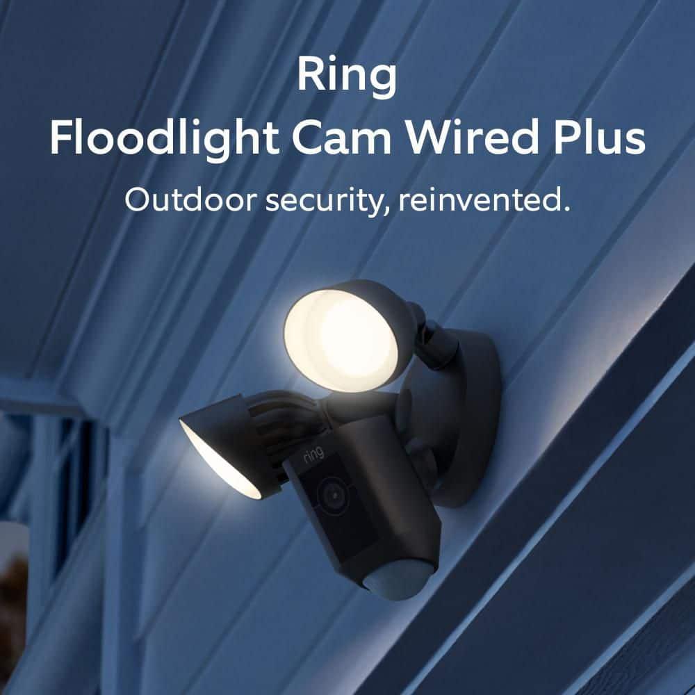 Ring Floodlight Cam Wired Plus Security Camera - Black: Wi-Fi, Motion Detection