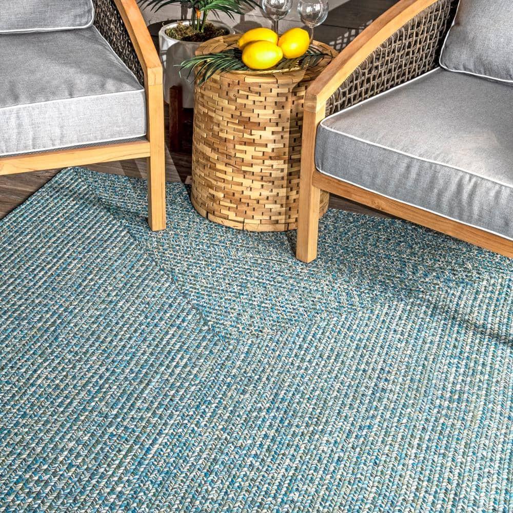 nuLOOM Wynn Braided Indoor/Outdoor Aqua 3' x 5' Casual Area Rug