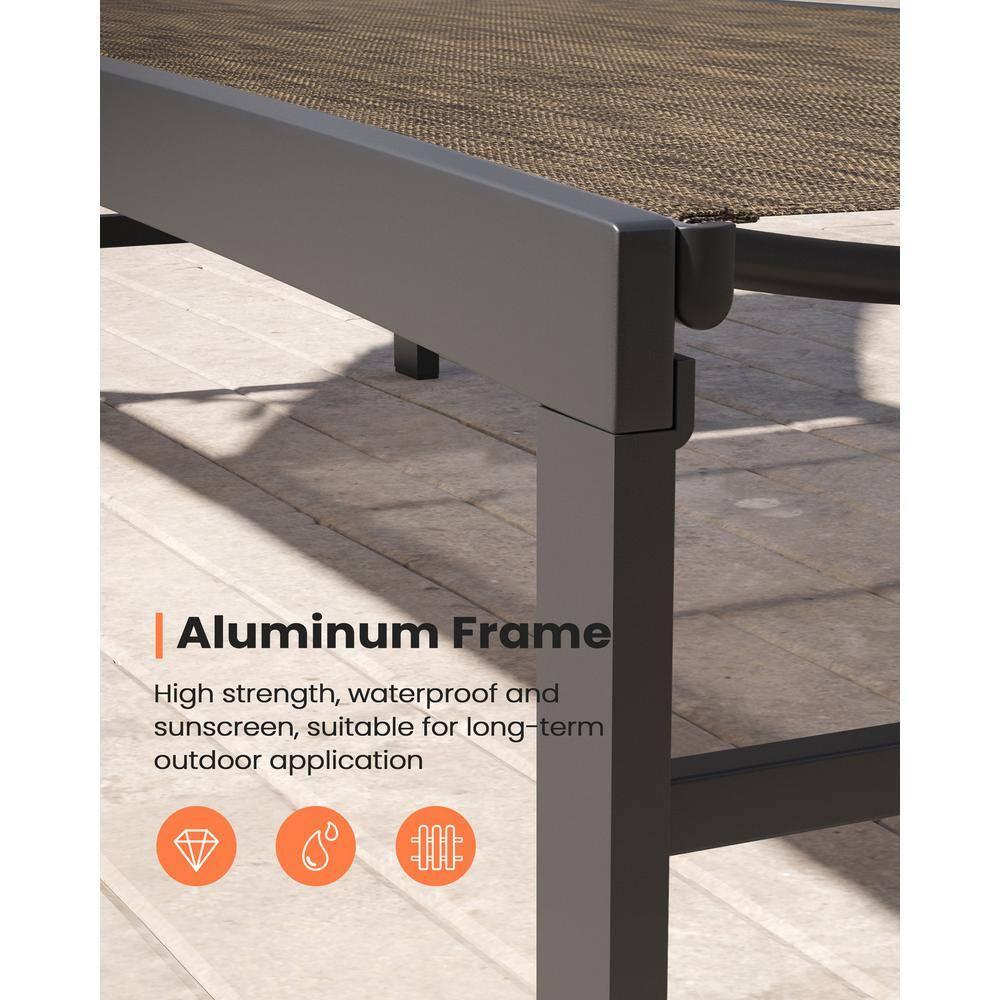 Pellebant  Outdoor Aluminum Patio Chaise Lounge Chair Adjustable - N/A Gray&Brown