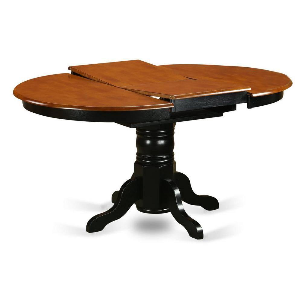 East West Furniture Avon 7-piece Dining Set with Wood Seat in Black/Cherry