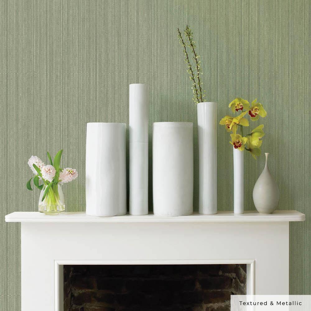 Tempaper & Co. 28 sq ft Faux Grasscloth Removable Peel and Stick Wallpaper Textured Sage : Vinyl, Self-Adhesive, Wood Grain Design
