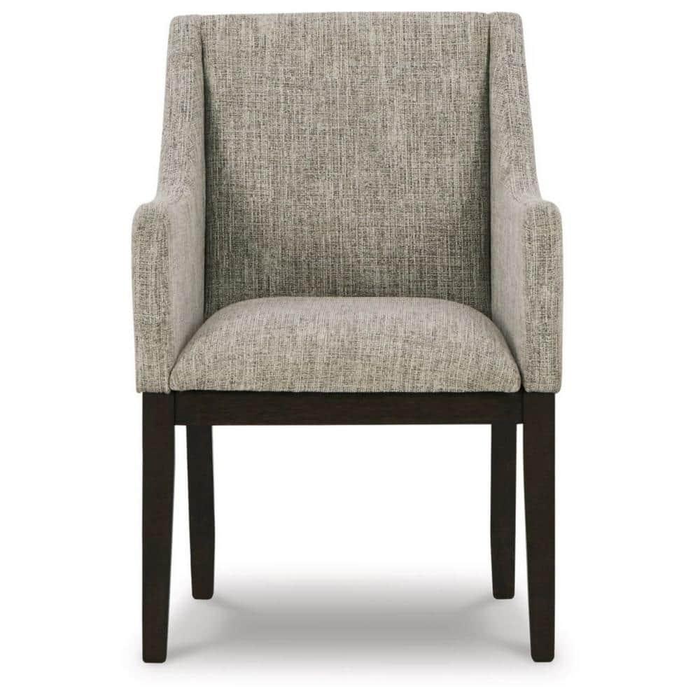 Sonn 24 Inch Dining Armchair Set of 2 Padded Beige Upholstery Brown Legs - Saltoro Sherpi