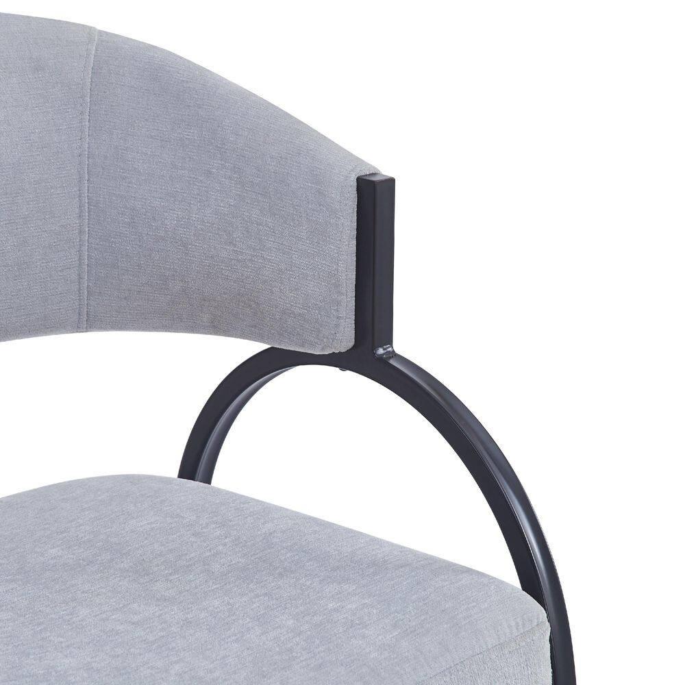 Christopher Knight Home Hayden Upholstered Armrest Dining Chairs with Metal Legs (Set of 2), Gray/Black