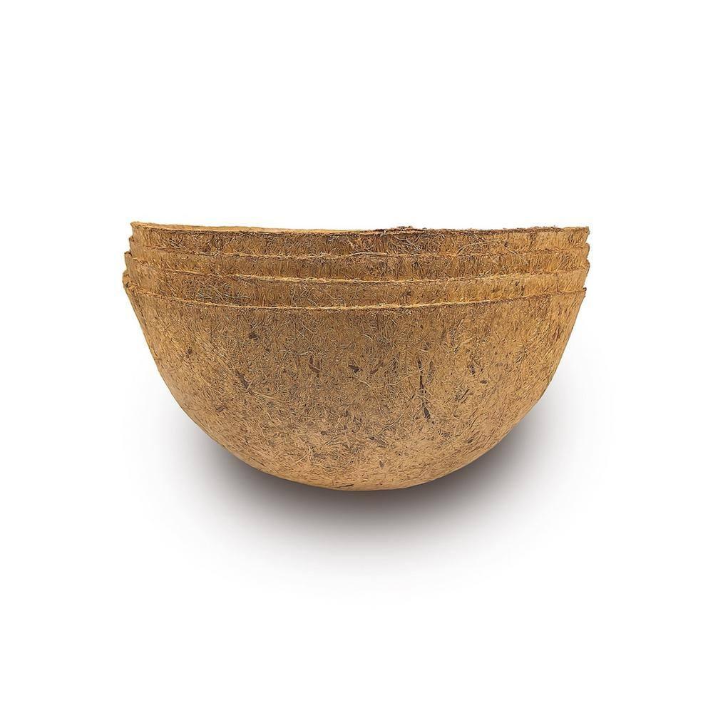 4 PCS Round Flower Pot Coconut Basket,Casewin Hanging Basket Coco Liner Natural Coconut Planter Basket Liner for Hanging Baskets at Indoor Outdoor Garden Porch Balcony (14 Inch)