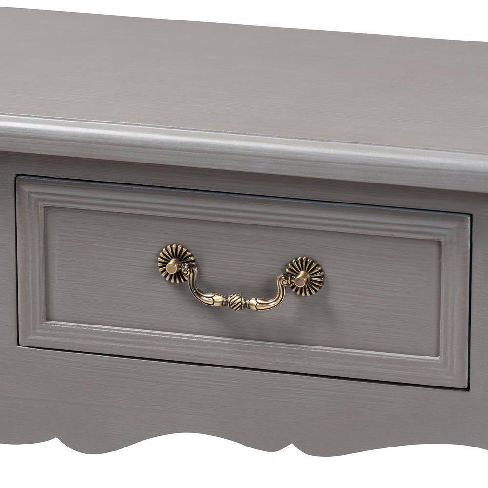 Capucine Finished Wood 2 Drawer Console Table Gray - Baxton Studio: Elegant Entryway Storage, Cabriole Legs